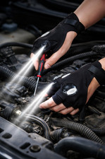 LED Flashlight Gloves Rechargeable Waterproof Finger Lights Hands Free Tool Gear