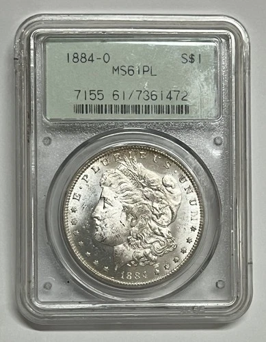 1884-O Morgan Silver Dollar Brilliant Uncirculated PCGS MS61 PL Old Holder