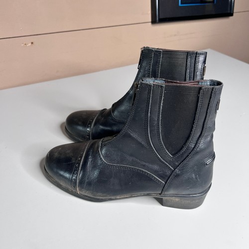 Donatello Paddock Leather Front Zip Paddock Riding Boots Cap Toe Women Size 38