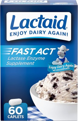 Lactaid Fast Act Lactose Intolerance Relief Caplets, Lactase Enzyme to Prevent G