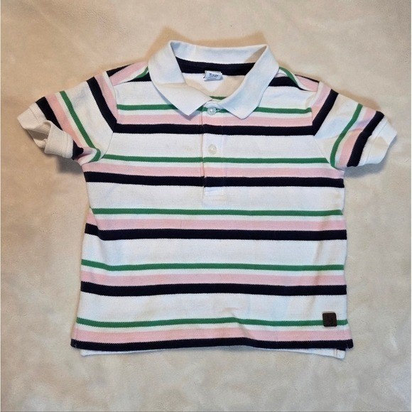 Janie & Jack 100% Cotton Striped Polo Shirt 18–24 Months Spring Coastal Preppy