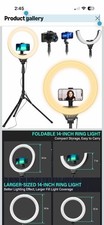 14'' Selfie Ring Light with 62'' Tripod Stand and Phone Holder, Dimmable LED ...