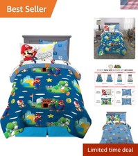 Kids Bedding Super Soft Comforter and Sheet Set with Sham, 5 Piece Twin Size,...