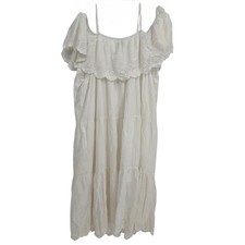 OLD NAVY OFF-SHOULDER Strappy Dress Cream RUFFLE Size 3X Eyelet Lace Gauzy NWT