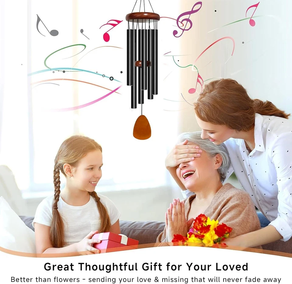 Campanas de viento grandes tonos profundos capilla campanas 6 tubos exterior jardín decoración del hogar regalo Foto 4 de 4