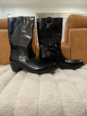 Rare! RAF Simons x Calvin Klein Benedict Western Boots Men 9 US Black  Leather