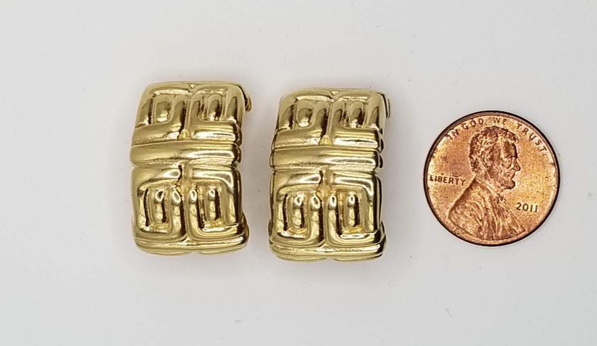 Vintage Givenchy Paris New York Logo Hoop Gold Tone Clip on Earrings thumbnail 18