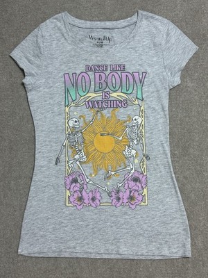 Wound Up Juniors Dancing Skeletons Gray ''Dance Like Nobody Is Watching'' Size M