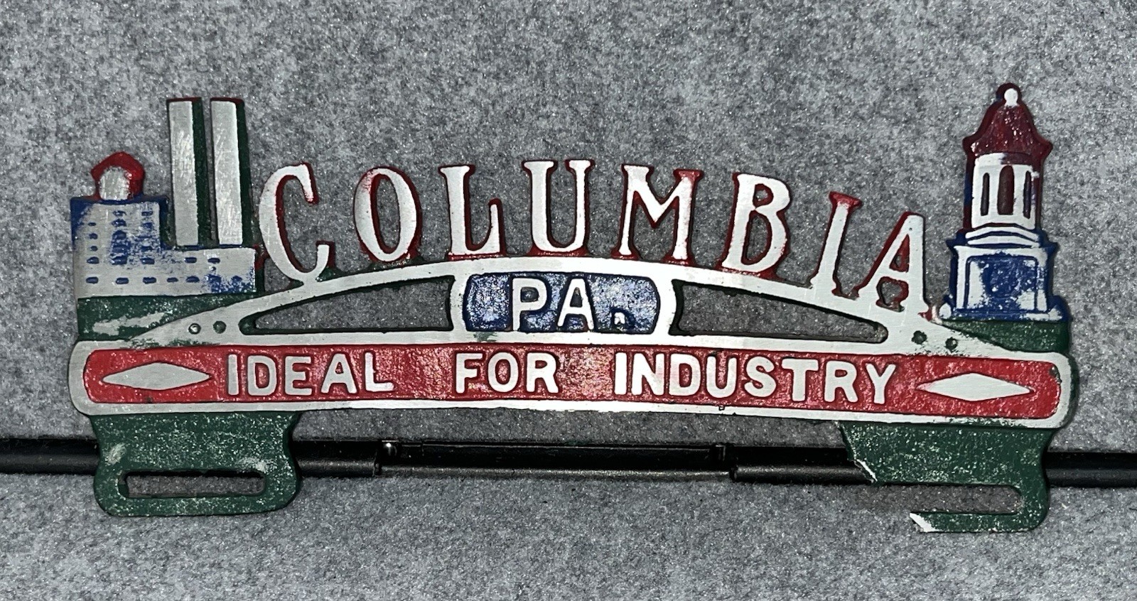 Pennsylvania License Plate Topper Columbia Pa Ideal for Industry Has Damage