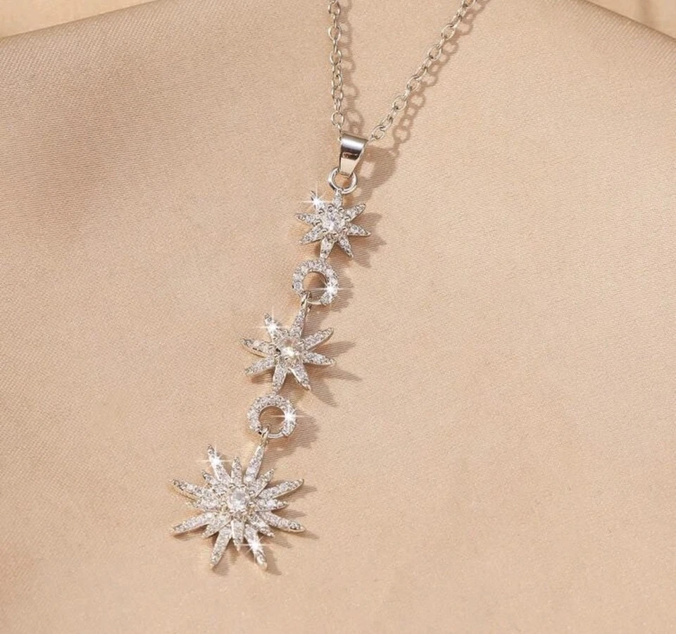 Collana Pendente Stile BOHEMIEN  Stelle Di Natale ZIRCONI - Immagine 3 di 4