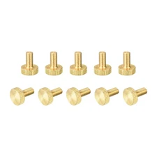 Knurled Thumb Screws, M5x10mm Flat Brass Bolts Grip Knobs Fasteners 10Pcs