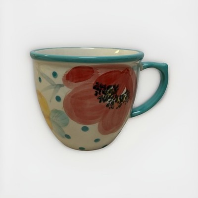Pioneer Woman vintage bloom pattern poppy floral teal Mug 12oz. Great condition