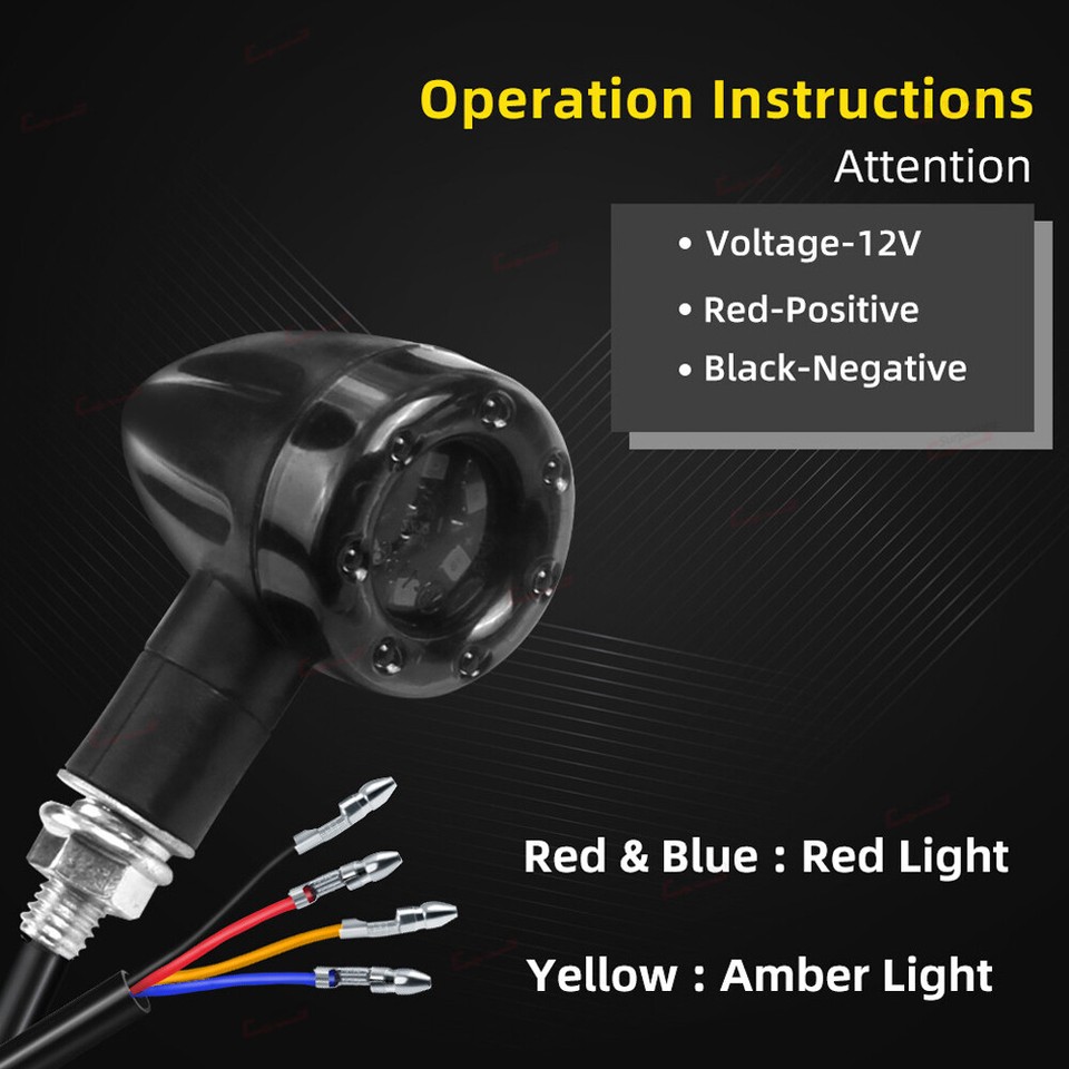 2X Motorcycle LED Turn Signals Blinker Light For Harley BMW Honda Chopper Bobber