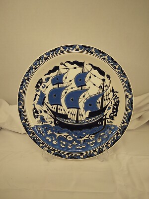 Handmade Lindos Keramik Asgourou Rodos Greece Ceramica Olympia Plate SOME CHIPS