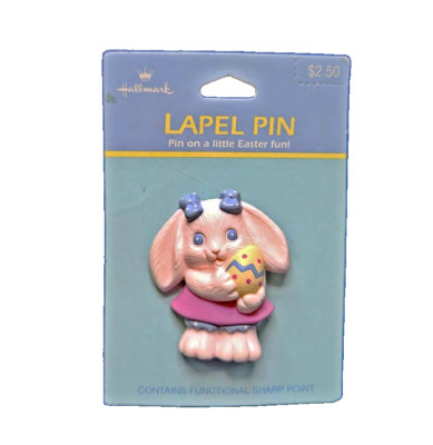 Hallmark PIN Easter Vintage BUNNY RABBIT CRAYOLA Girl EGG 1991 Brooch NEW