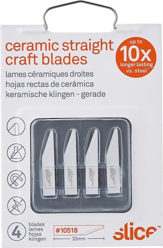 Slice 10518 Ceramic Straight Craft Cutting Blades, Rounded Tip, 4 Pack - Picture 1 of 4