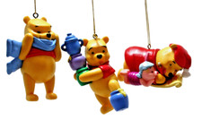 Disney Winne Pooh Ornaments Lot of 3 Scarf Over Mouth - Honey Pots - Dear Santa