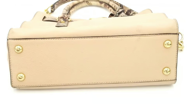 Michael Kors Beige & Python ColorblockMedium Hami… - image 7