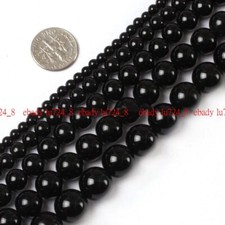 Natural Gemstone Black Agate Round Loose Beads 15" 4mm 6mm 8mm 10mm 12mm 14mm