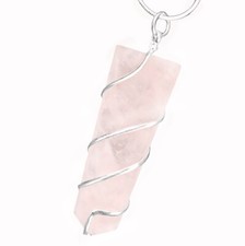 Rose Quartz Wire Wrap Pendant Natural Crystal Point Necklace Handmade