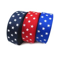 5 Yards 7/8" Patriotic Star Grosgrain Ribbon Red Royal Navy Blue DIY Bows Crafts