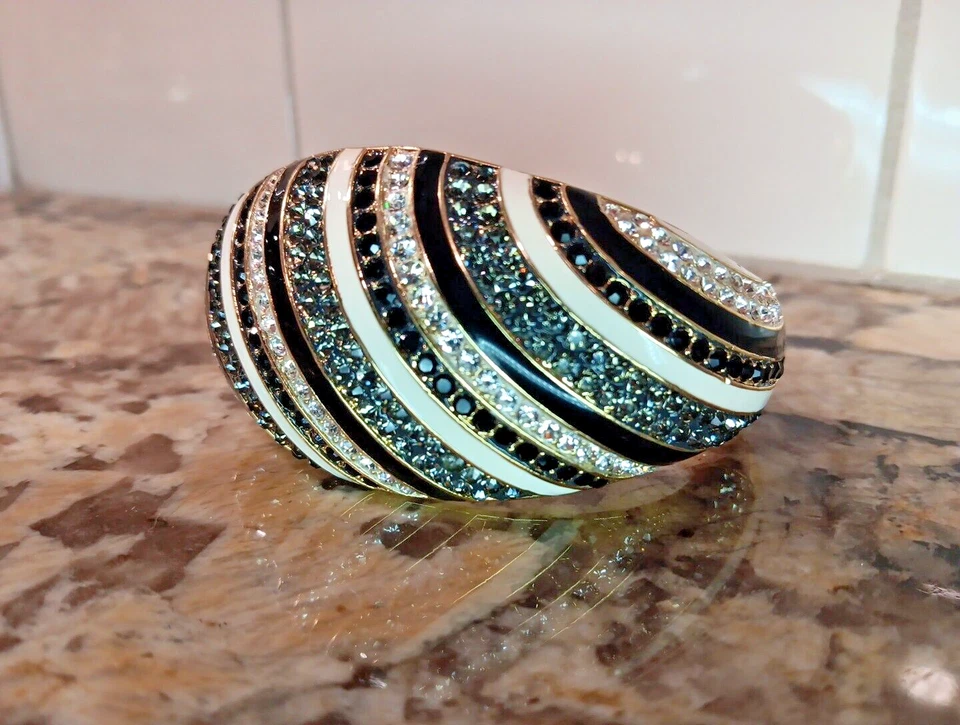 Akkad Black Green White Drop Bangle Bracelet Wristlet Gorgeous! — 第 4/4 张图片