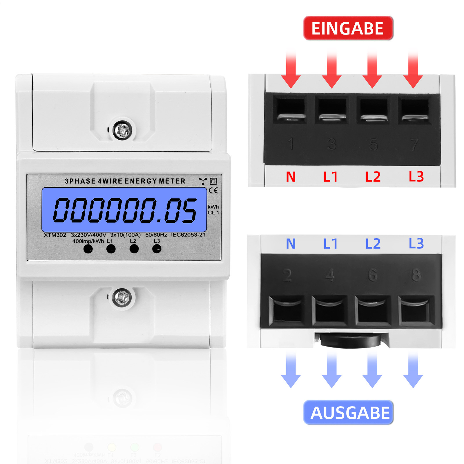 APL per guida DIN 4 fili contatore di corrente LCD contatore trifase calibrato trifase