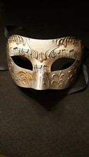Mardi Gras Musical Mask - unisex adult - silver - tie on the back