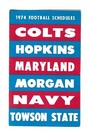 1974 Baltimore Colts schedule w/ local colleges - Maryland National Bank *HTF* — photo 1