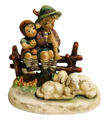 Goebel Hummel #99 ''EVENTIDE'' Figurine TMK3 4.75'' tall, Children Lambs, Repaired
