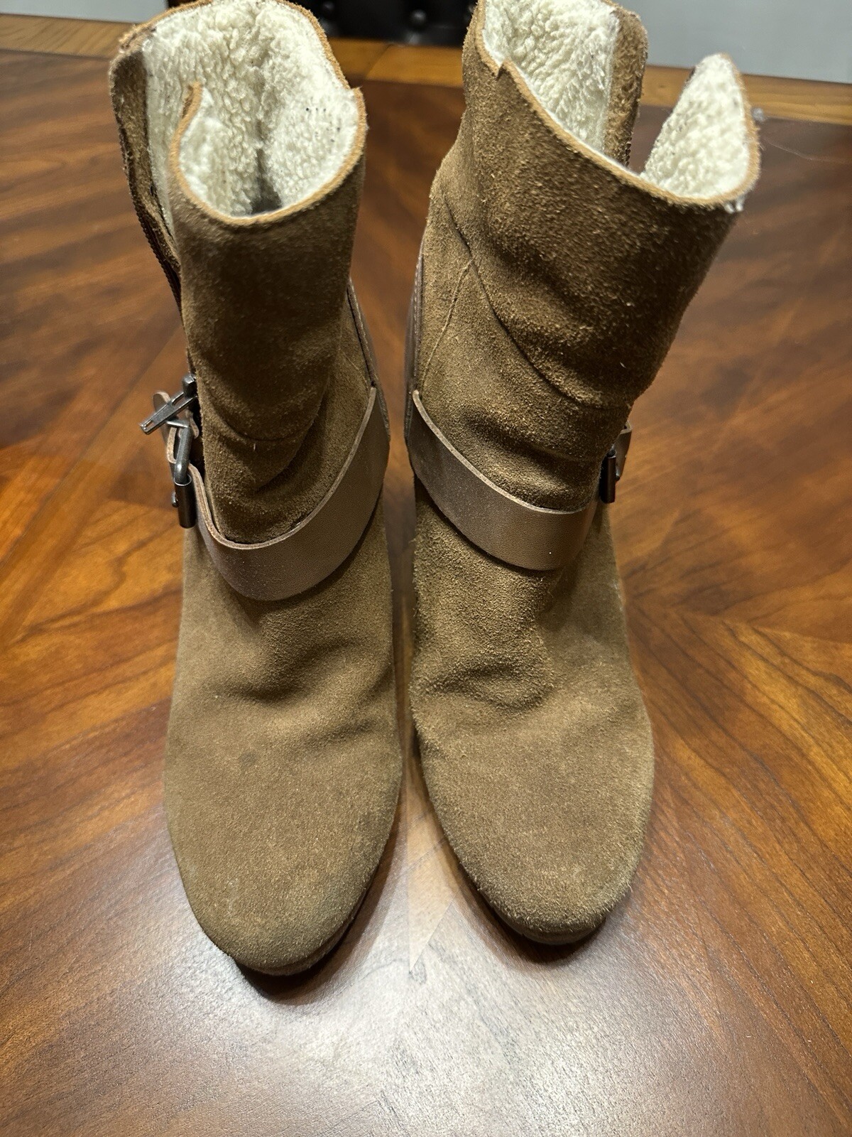 Steve Madden Chestnut Leather Chunky Heel Ankle Bootie Size 6