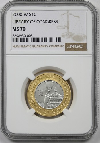 2000-W Library of Congress Commemorative $10 MS 70 NGC Bi-Metallic - 第 1/4 張圖片