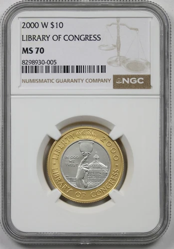 2000-W Library of Congress Commemorative $10 MS 70 NGC Bi-Metallic