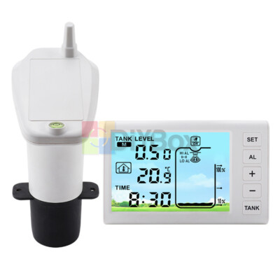 Ultrasonic Water Level Meter Sensor w/Temperature Display High Low Alarm Clock