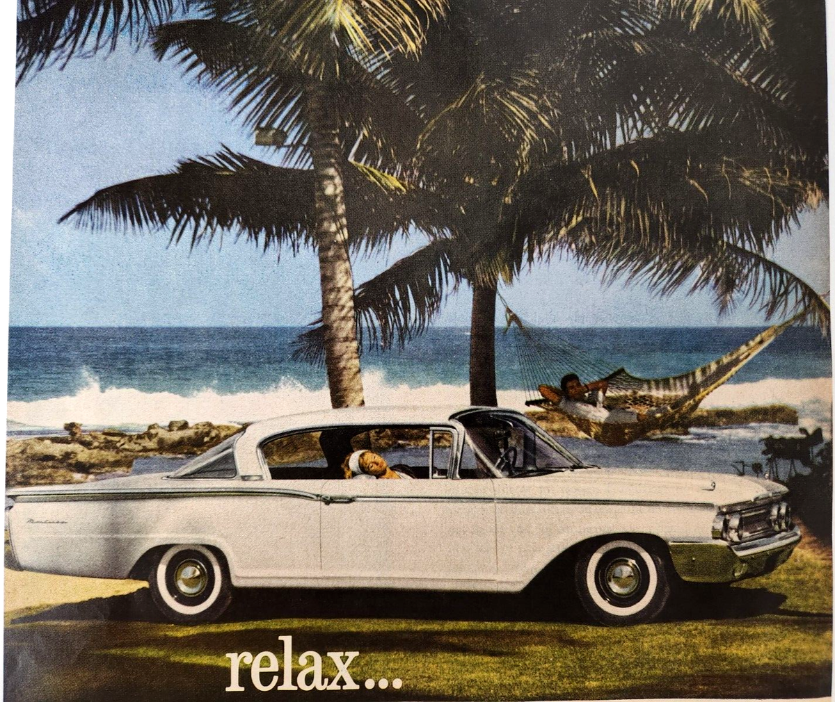 Dany Lartigue リトグラフ ポスター 1971年 Lincoln Mercury Monterey Dorado Beach Vintage 1960 Car Ad Magazine