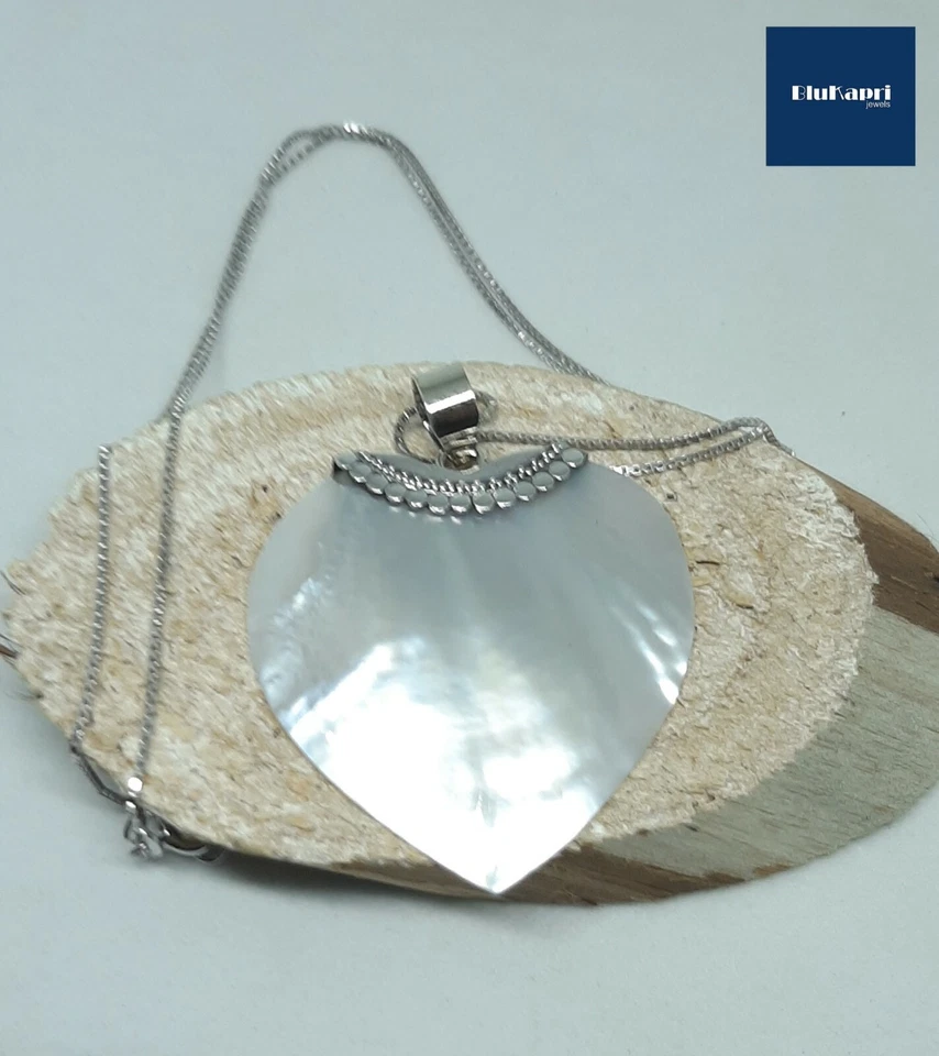 Collana Donna  in Argento 925 MERAVIGLIOSO Cuore madreperla - Immagine 2 di 4