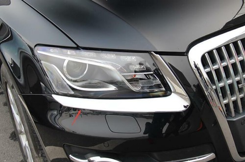 Fit For Audi Q5 2009-2011 2012 ABS Chrome Front Headlight Lamp Eyebrow Trim 2PCS - Foto 3 di 6