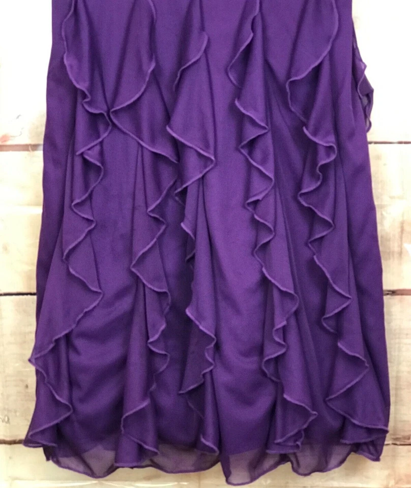 Vestido de festa My Michelle Girl 12 roxo saia franzida lantejoulas alças de cintura rosas - Imagem 3 de 4