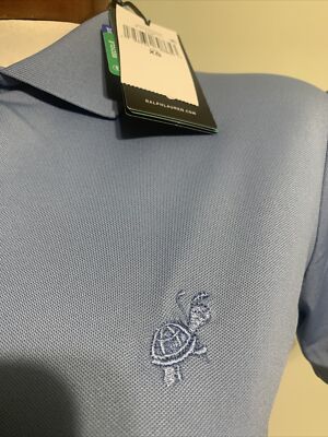 RLX Ralph Lauren Ladies XS Blue Golf polo shirt snap placket NEW