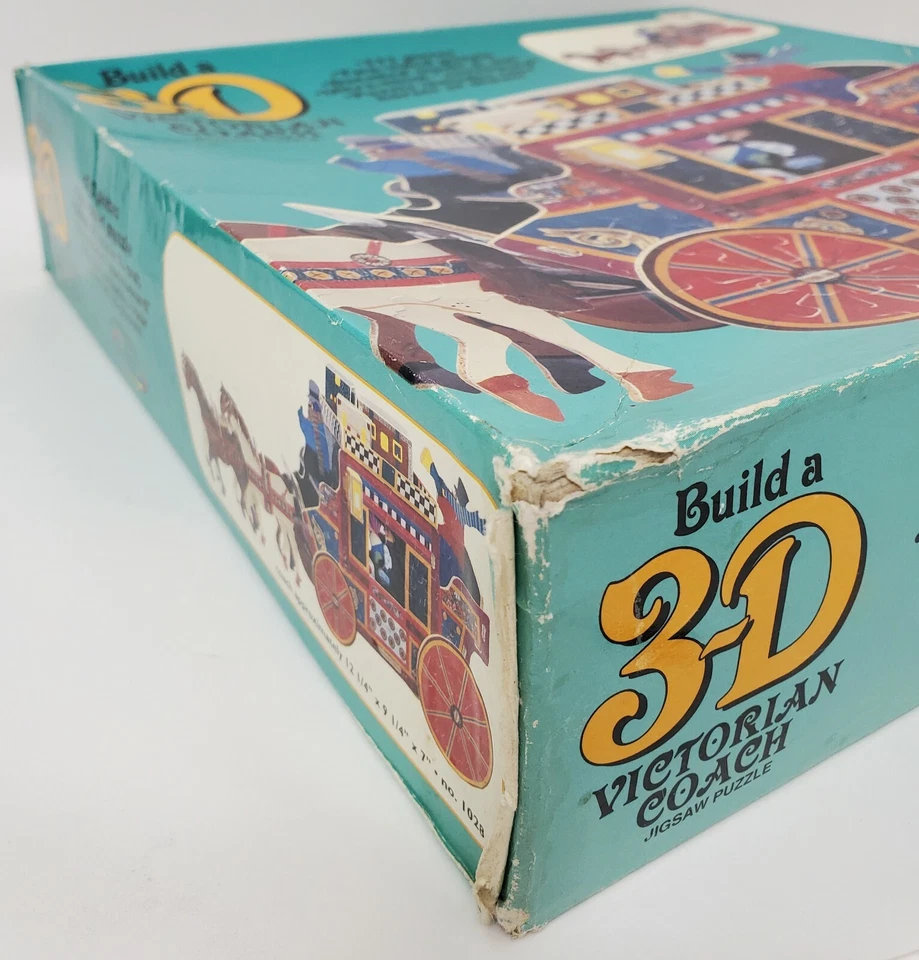 Rompecabezas 3D de colección Victoriano Dibujado por Caballos Entrenador Ceaco Nuevo de Lote Antiguo Kay Bee Toys 1994 Foto 3 de 4