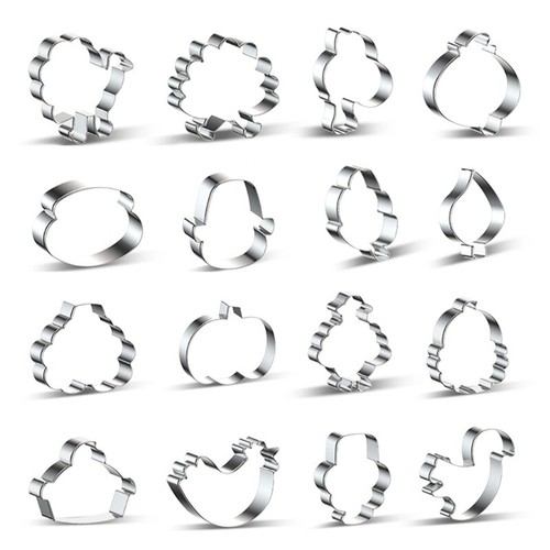16pcs Thanksgiving Series Cookie Cutter Set Stainless Steel Biscuit Mold Fondant
