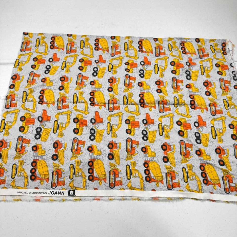 joann fabric yellow construction trucks cotton 28x42 - Image 2 of 4