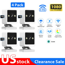 4PCS Indoor Security Camera 2MP Wi-Fi Baby Pet Monitor W/64GB Card Night Vision