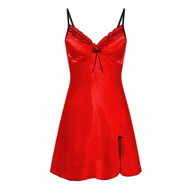 red nighty dress SilkSilky 100% Mulberry Silk Spaghetti Strap Round Neck Knee Nightgown with Split V-Back Design, Wine / S