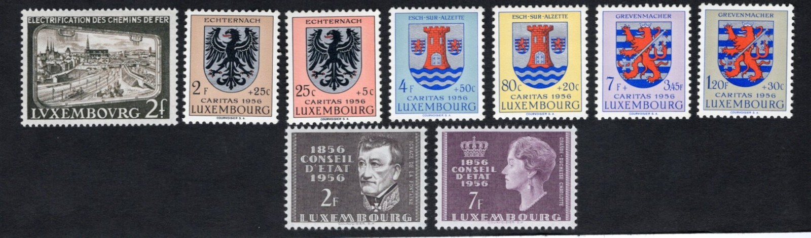 Luxembourg 1956 stamps Mi#558-66 START10%ONLY MH CV=32$ Luxembourg 1956 stamps Mi#558-66 START10%ONLY MH CV=32$