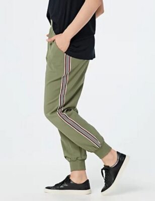Bishop Young Olive Green Petite Designer Stripe Jogger Pants New