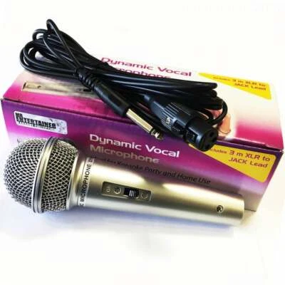 SOUNDLAB Dynamic Vocal Microphone For Recording Karaoke PA DJ Music 3M Lead XLRF to Jack