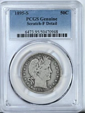 1895-S Barber Half Dollar PCGS Fine Detail Scratch Better Date Silver Coin 6473