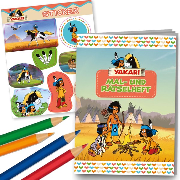 Mitgebsel-Set Yakari: RäTselheft + Sticker + Buntstifte Kinder Geburtstag Party-image