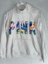 Victoria Secret PINK Half Pullover Sweatshirt Zip XS womens Exotic Tropical logo